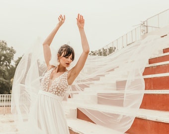 Long tulle veil