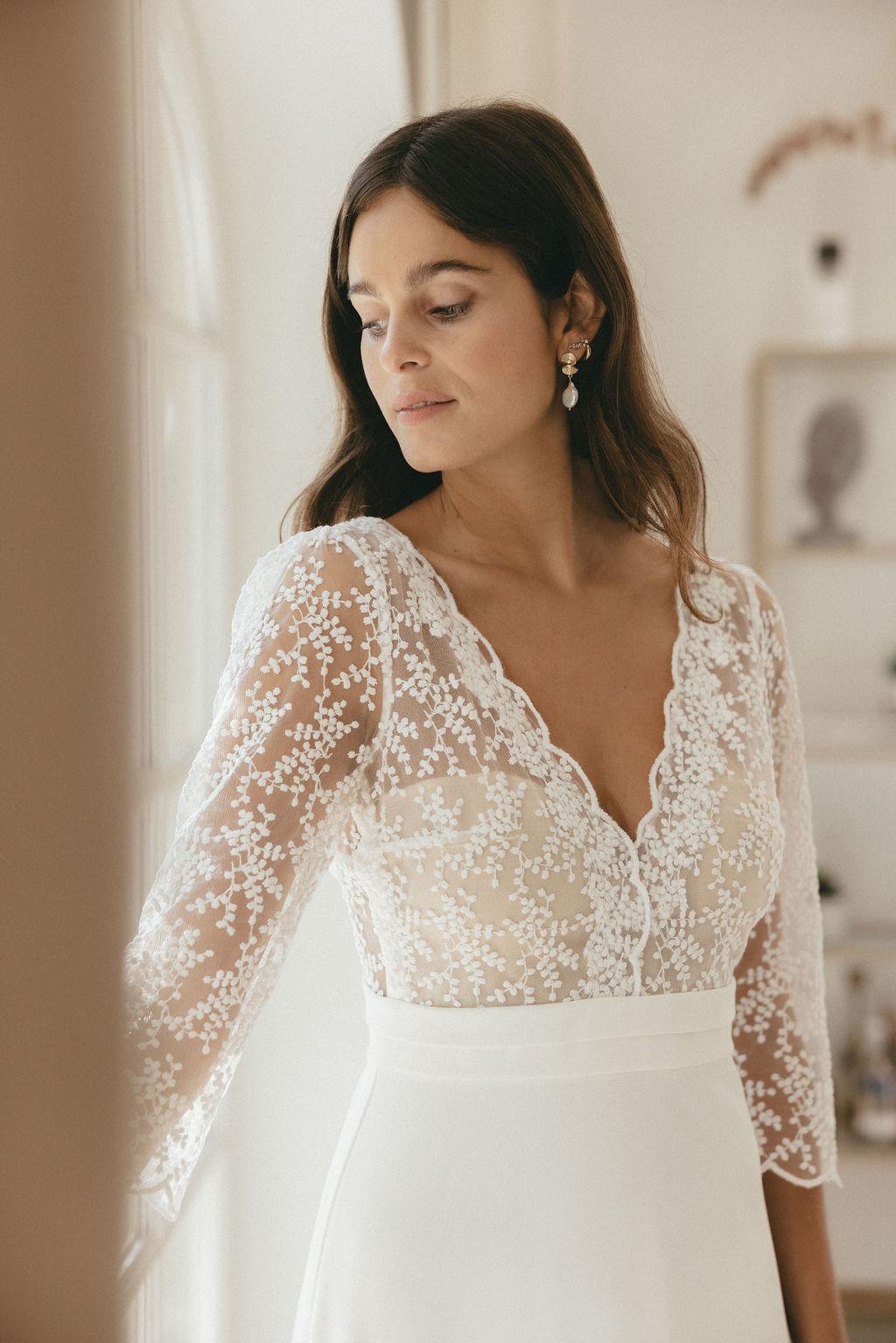 Robe de mariée Garance en dentelle fluide