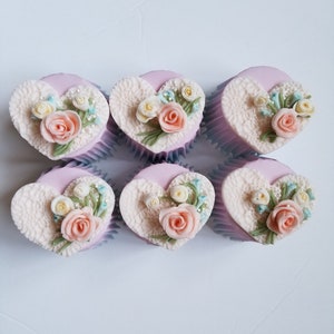 Wedding, birthday party fondant cup cake toppers (12 pak)