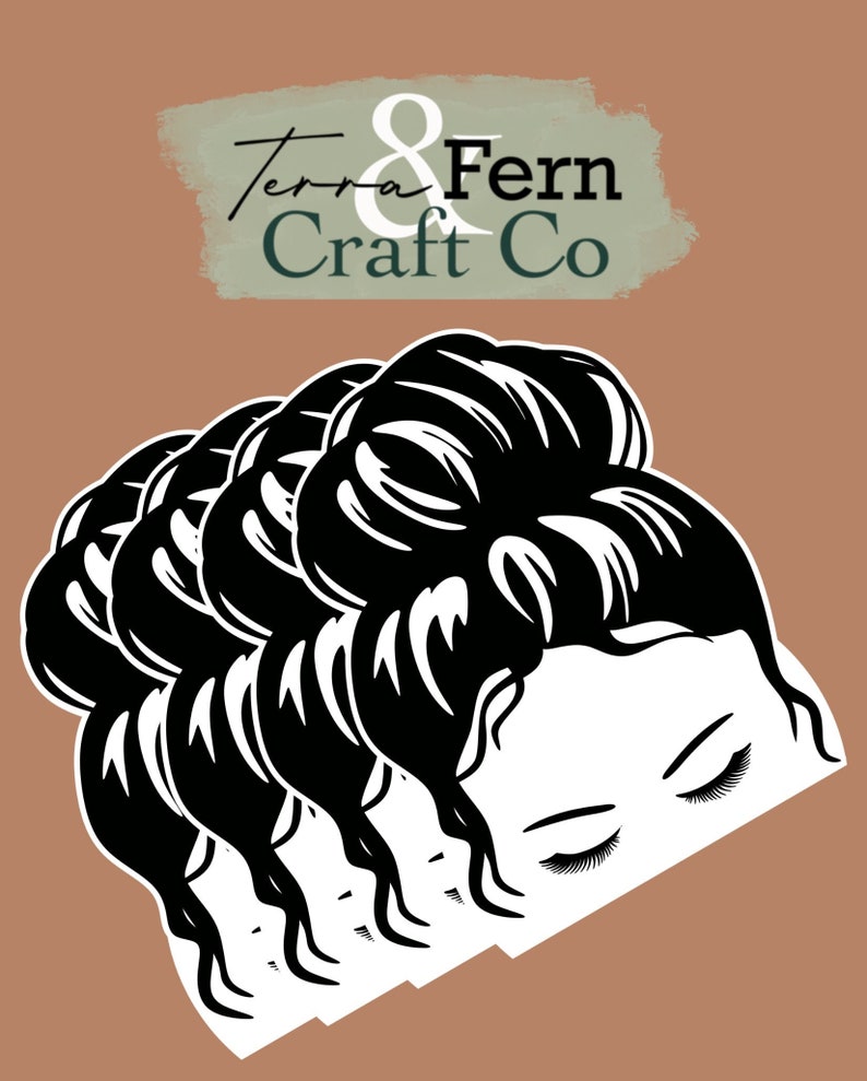 Digital Messy Bun Display Card SVG Printable Etsy Hong Kong