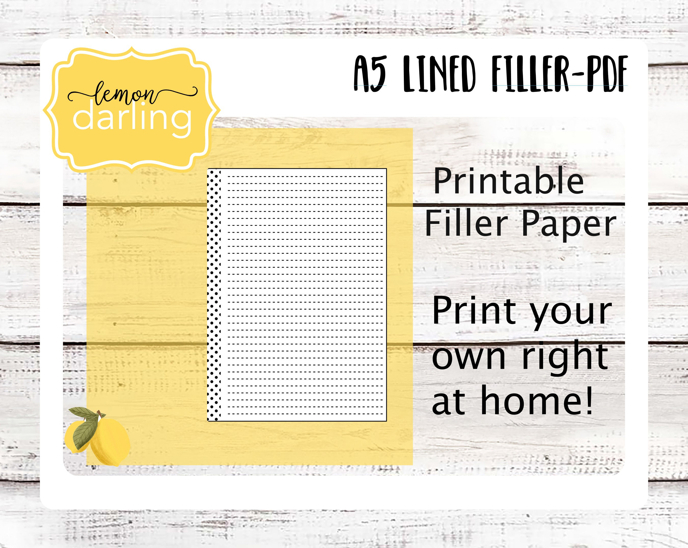 PRINTABLE A5 Lined filler paper PDF Planner Paper A5 planner | Etsy