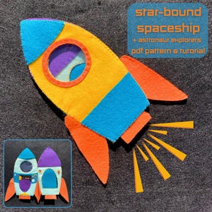 Felt Spaceship & Astronauts - PDF Sewing Pattern - Hand Sewn Gifts - DIY Children’s Toys - Felt Quiet Book - Embroidery Stitch Tutorials