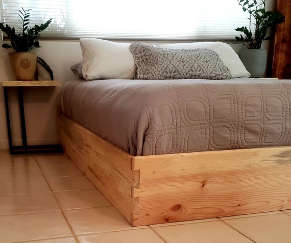 Rustic Blue Pine Platform Bedframe Dovetail Jointed And Comes With 22 Or 24 Tall Pine Slab Headboard Not Yet Shown