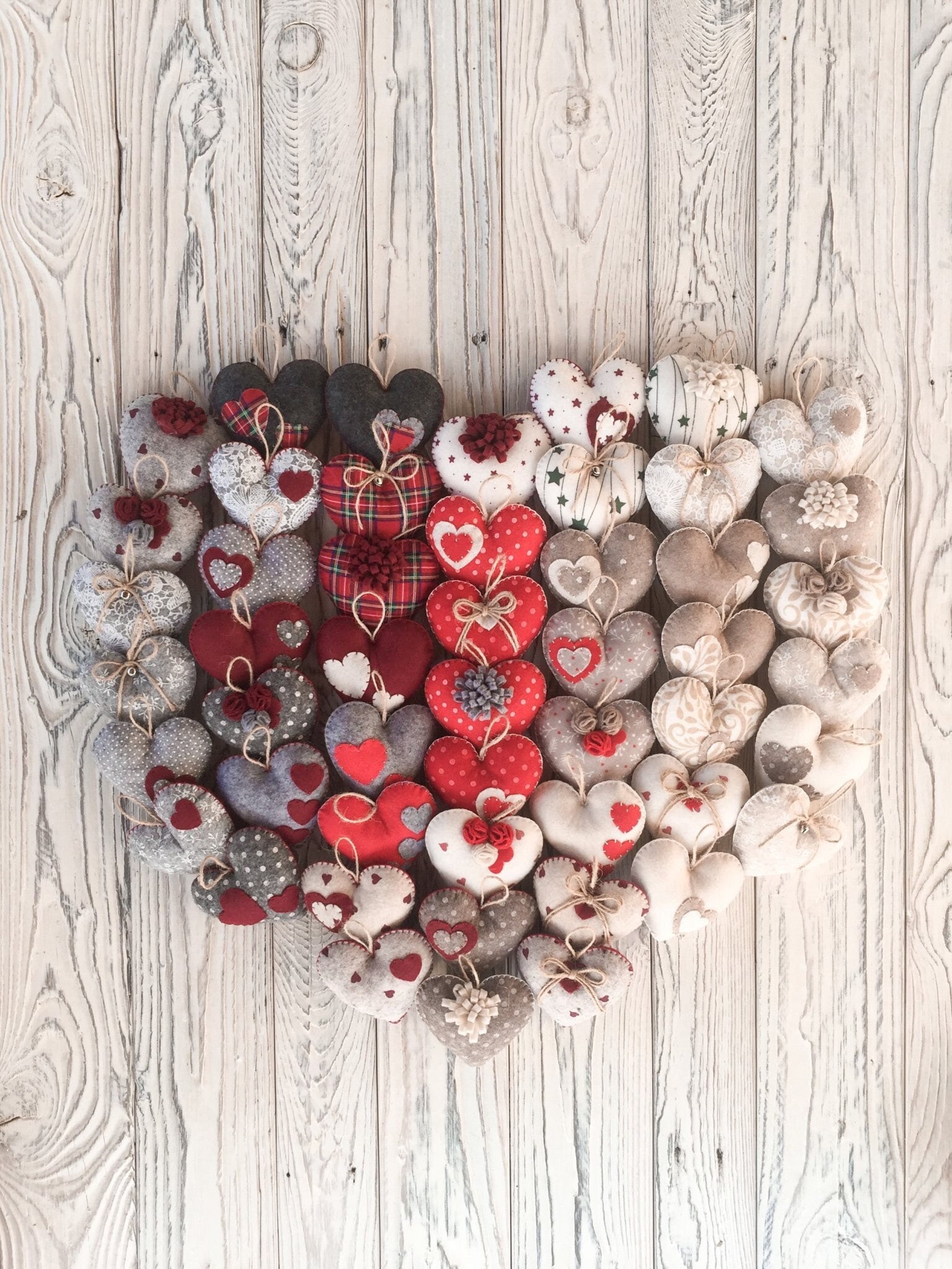 Handmade Hanging Felt Heart Ornaments - Etsy