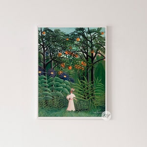 Henri Rousseau: Woman Walking in an Exotic Forest Digital Print, Jungle Wall Art, French post-impressionist painting, 20th century painting
