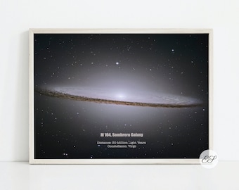 M104 Sombrero Galaxy Hubble Space Photo, Astronomy Digital Poster, Star Printable Art, Universe digital print, Space themed wall art