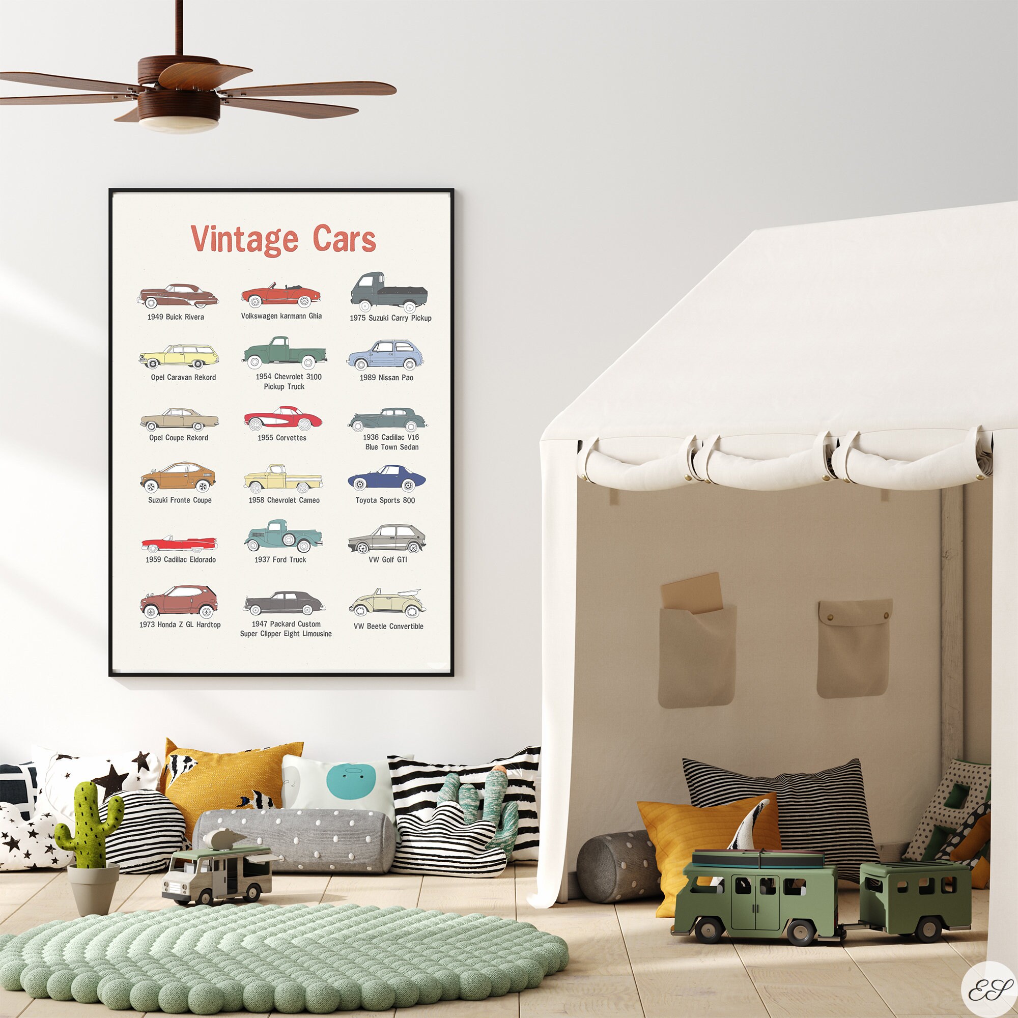 Nursery Car Print Retro Car Poster Retro Car Decor Vintage Etsy