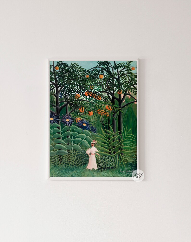 Jungle Wall Art Henri Rousseau: Woman Walking in an Exotic Forest Digital Print French post-impressionist painting 20th century painting