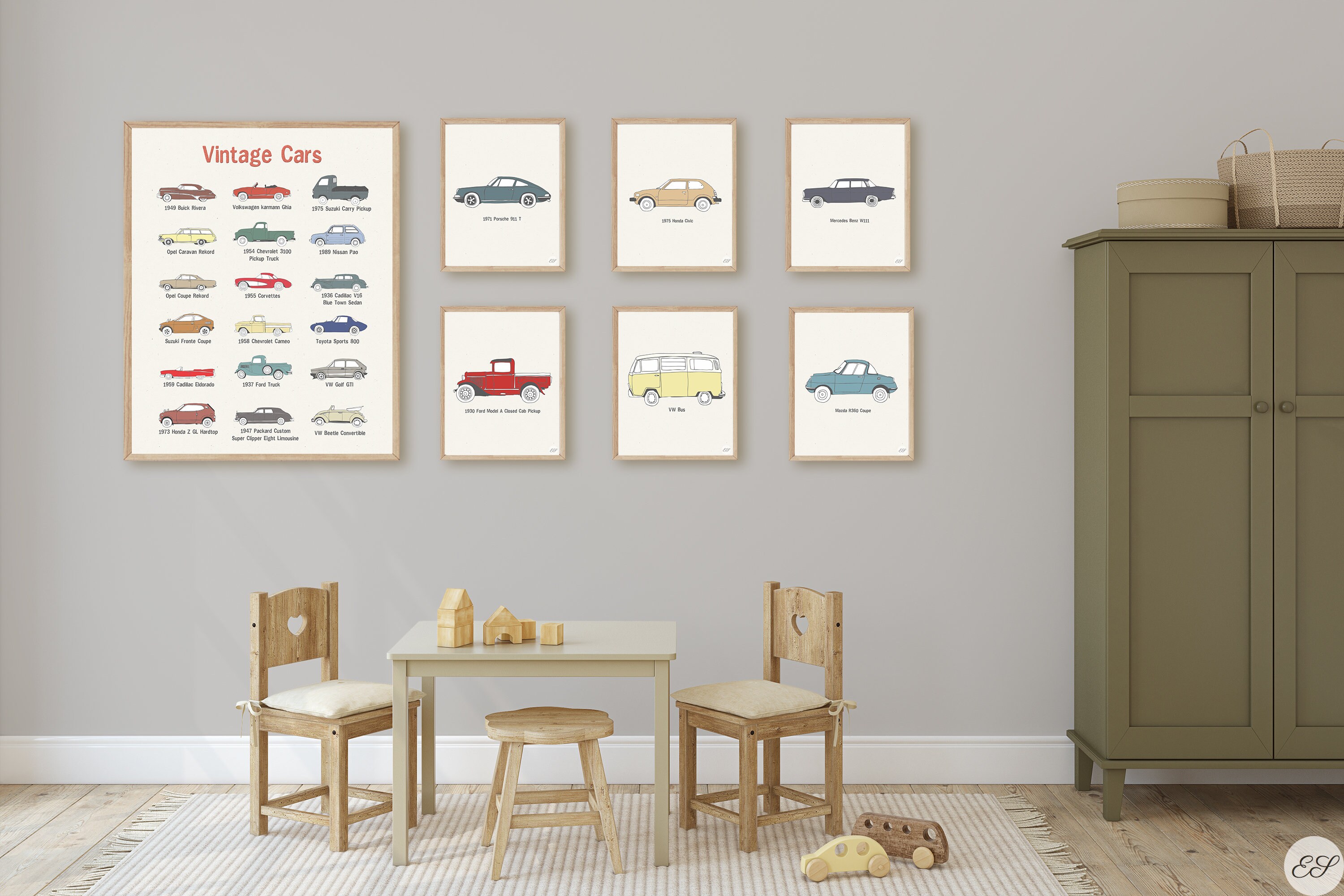 Nursery Car Print Retro Car Poster Retro Car Decor Vintage Etsy