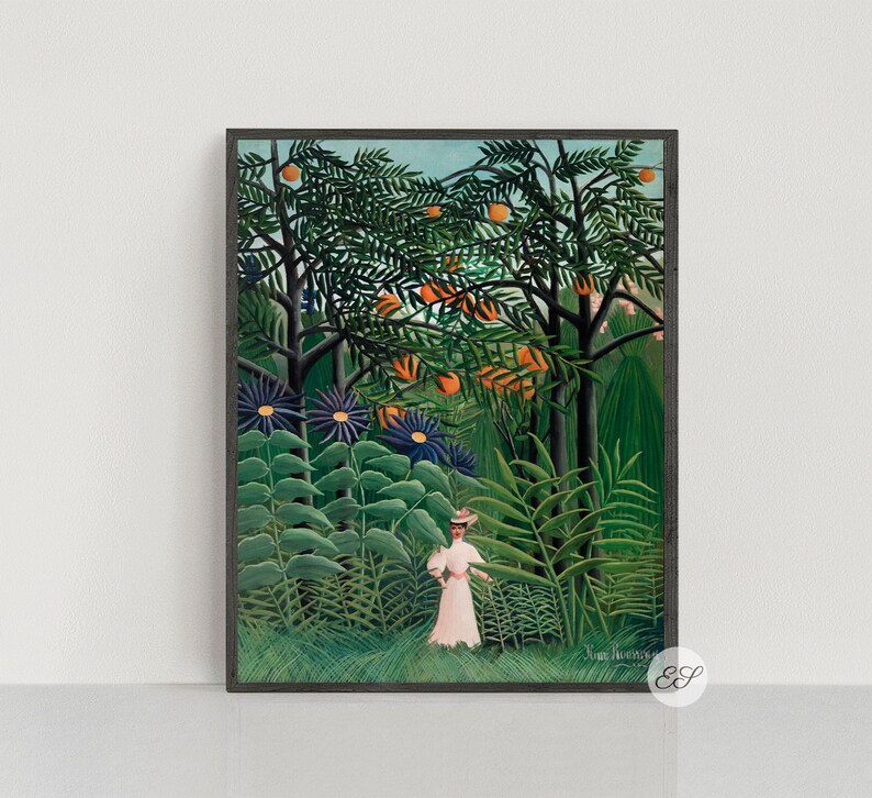 Jungle Wall Art Henri Rousseau: Woman Walking in an Exotic Forest Digital Print French post-impressionist painting 20th century painting