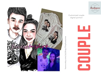 Custom couple digital portrait, custom portrait drawing, digital art, digital painting, custom digital illustration (digital download only)