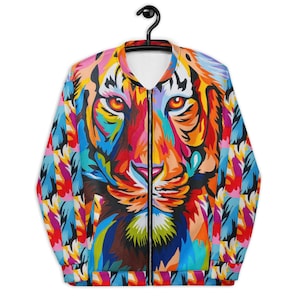 Unisex Bomber Jacket, Tiger Bomber Jacket, Animal Lover Jacket, College Jacket for Men and Women, Unisex Jacket, Gift for all