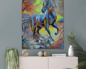 デジタルプリント　現代アート 馬 絵画 インテリア カラフルな馬の絵：現代壁アート（デジタルダウンロード） - Etsy 日本