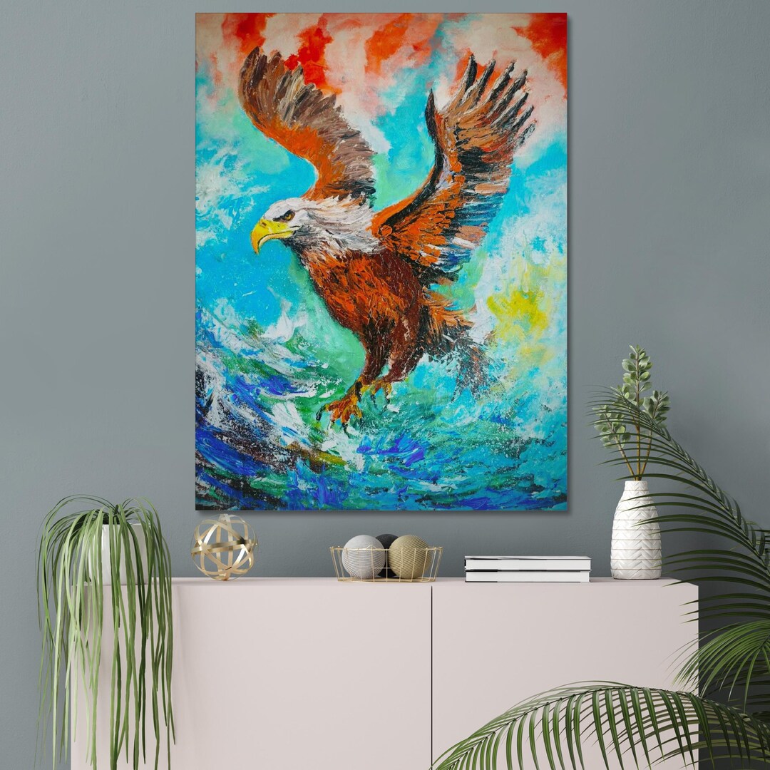 Majestic Bald Eagle Art Print: Bold Wildlife Painting (digital Download ...