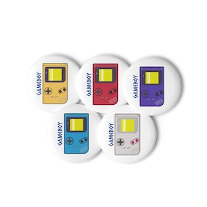 Retro Game Boy Pin Set, Colorful Vintage Gaming Badges for Collectors and Fans, Colorful Game Boy buttons, Gamer gift ideas, Game boy pin