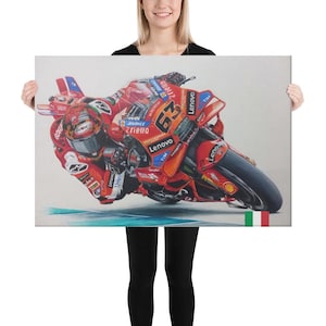 Francesco Bagnaia Canvas, MotoGP Canvas Wall Art, MotoGP Racing Legend, MotoGP Legend Canvas, Racing Icon Home Decor, Motorcycle Racer Gift