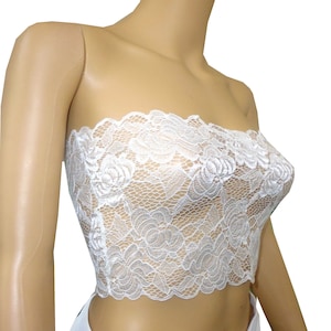 Nieuwe vrouwen ivoor kanten strapless boob tube bandeau crop vest top bh bralette