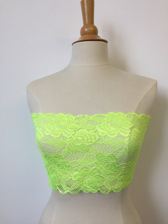 yellow strapless crop top