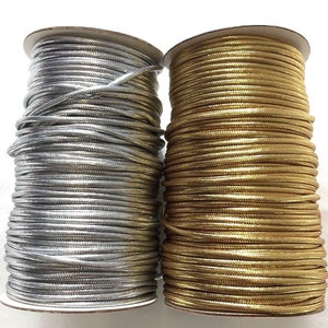 Cordoncino metallizzato oro e argento da 4 mm, 1 metro, 5 metri o 10 metri, gioielli artigianali natalizi in lurex