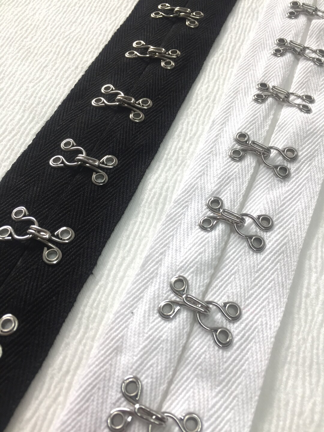 HOOK and EYE 20mm 2cm Tape Fastener Black & White Corset Bra Lingerie