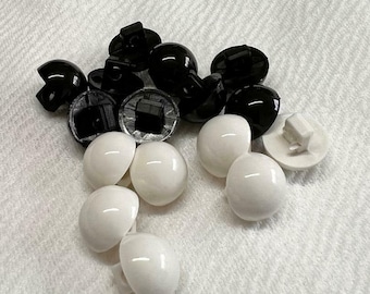 Black or Cream Acrylic Dome Half Ball Mushroom Shank Buttons Size 10mm