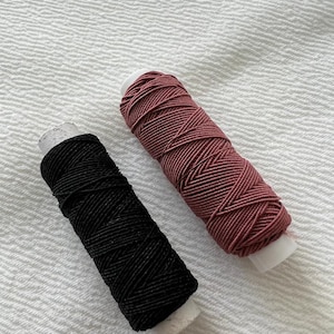 Shirring Shearing pack of 2 reels, Black & Light Wine ,Elastic Thread 20 metre Spools , Sewing, Craft, Dress Making, Smocking Elastic