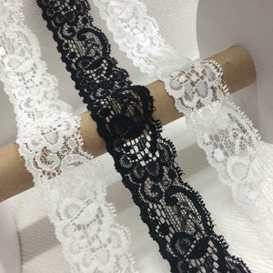 Double Scallop Stretch Lace 3 cm Beautiful Soft Floral Trim Vintage Lingerie