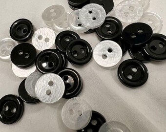 Buttons Easy Match 2 Hole Black or Clear Size 11mm
