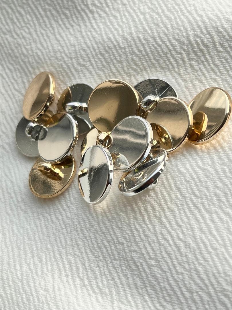 6pcs, 15mm Metal Shank Gold Button, Flat Heat Metal Buttons, High Quality  Metal Blazer Button 24L Size 