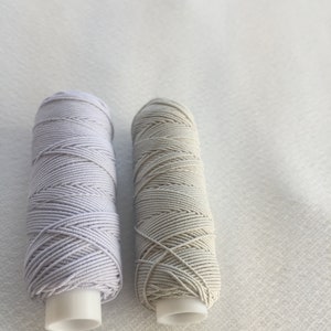 Shirring Shearing pack of 2 reels, White & Light Stone, Elastic Thread 20 metre spools ,spool,sewing, craft, dress making,smocking Elastic