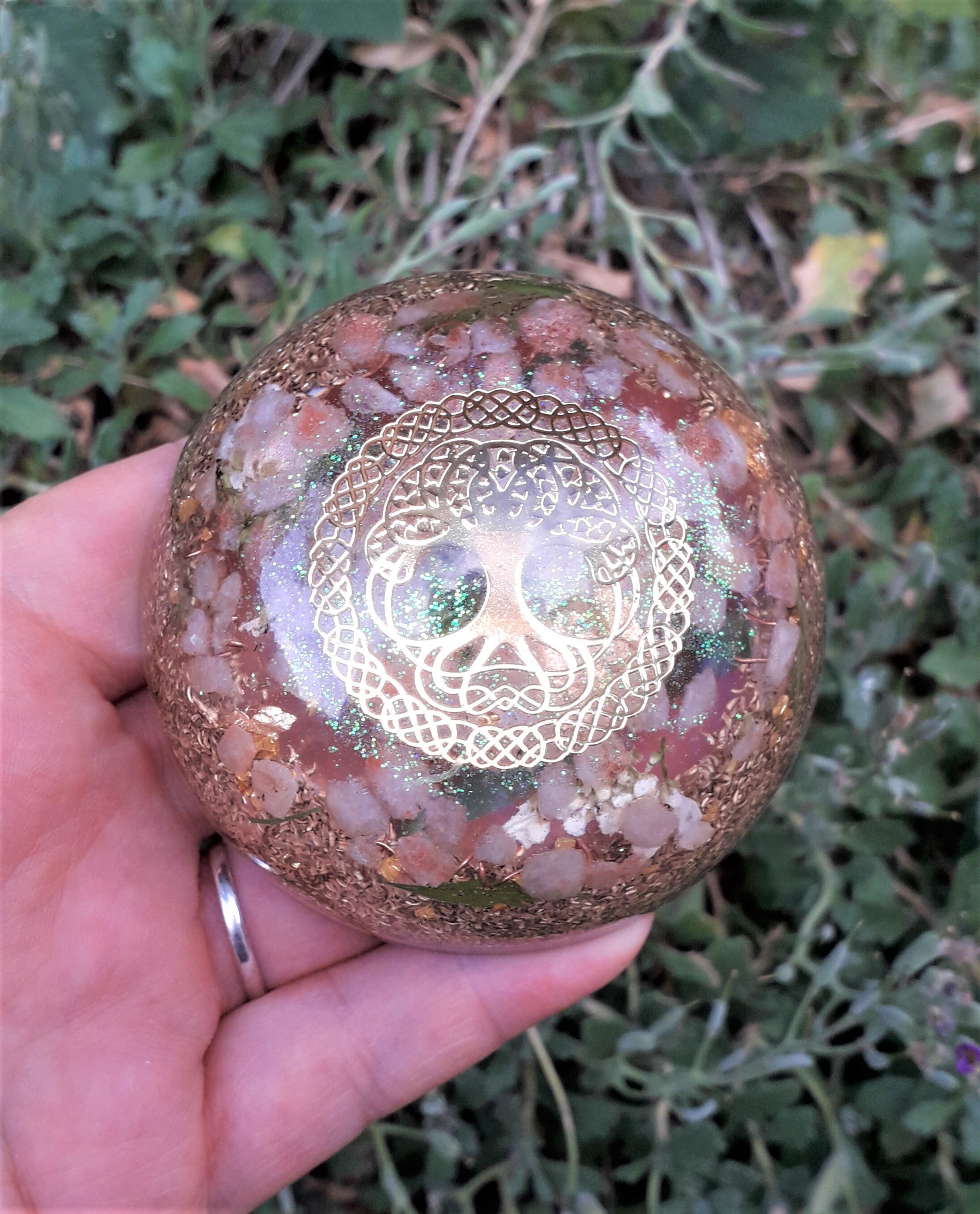 Dôme Orgonite Pierre de Lune et Arbre Vie