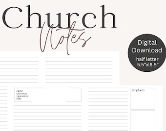 Sermon Notes, Church Notes, Worksheet, Bible Study, Printable, Digital, PDF