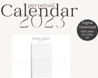 KJV, 2023 Printable Calendar, Perpetual Calendar, Calendar, 2023 Calendar half letter US Letter A4, PDF Download, Digital,