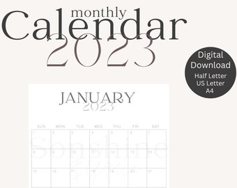 KJV, 2023 Printable Calendar, Monthly Calendar, Calendar, 2023 Calendar half letter US Letter A4, PDF Download, Digital,
