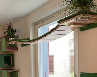 Wally WideBridge (Flat - Flat mount), wall-mounted sturdy cat bridge with wide slats