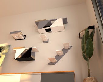 Sharp View Bundle - Modern wall-mounted cat furniture with multiple beds, perches, tunnels and steps; Cat gym; Cat walkway