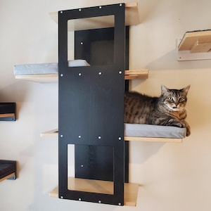 Wally BigCat Stacker, Wall mounted cat shelf for large cats, Multilevel cat climber with beds