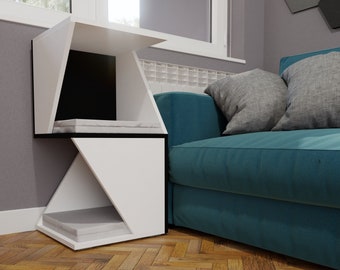 Floory Sharp Tower - Beistelltisch Eckdoppelt Bett Regalbox für Katzen