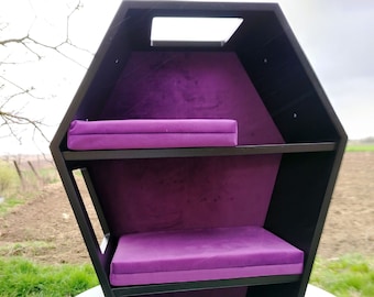 Wally Vampurrra, Coffin wall cat shelf, Gothic furniture, Cat bed - Left Side Exit