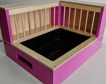 Nibbler Combo Corner 2 en 1, comedero de heno para conejos con caja de arena incorporada, rejilla para heno, pesebre para heno