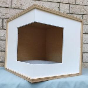 Wally CornerBox - White Accent - READY TO SHIP, Cat Shelf, Cat box, Wall Mounted Cat Bed, Cat Perch, Wall furniture, Corner shelf, Cat bed