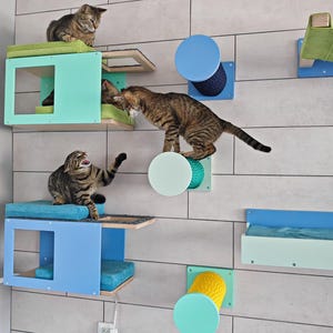 Wally Round Step 3-pack, Wall-mounted cat post, Scratching pole stair, Rope wrapped climbing shelf, sisal climbing shelf