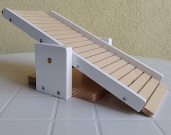Nibbler Seesaw - White - READY TO SHIP - teeter-totter,  teeterboard, bunny, rabbit, guinea pig, small animal, pet gift, playground, pet toy