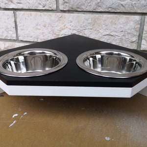 Wally Corner Feeder Duo, Cat Feeder, Pet bowl stand, Feeding stand, Dog feeder, Dog bowl stand, Modern pet feeder, Food&water stand