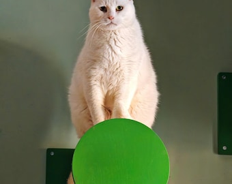 Wally Round Step Chonk - Wall-mounted cat scratcher, Floating sisal steps, Sisal floating post, Wall mounted cat step, wall furniture