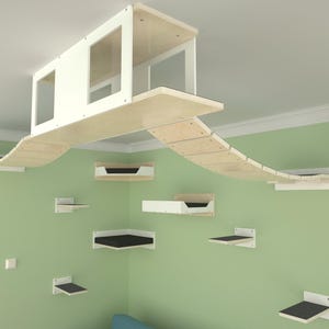 Paquete de alturas de esquina anchas: 1 Wally Tunnel Top, 2 WideBridge 10, 2 Flat 45, 4 1-Step, BigCat Corner, Corner Plus, Flat Plus; Estante para gatos