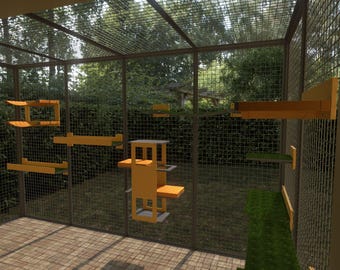 BigCat Yellow Lounge Bundle - Furniture for a Large Cat Outdoor Enclosure