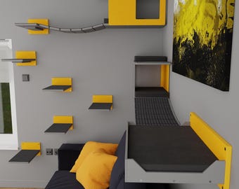Giant WideBridge Corner Bundle - shelves, beds, bridges for multiple large cats