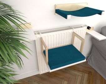 Double Heater Bundle - Toasty Flat, Wally Cot, 2 x 1-Step; Cat gym, Cat shelf, Cat Hammock, Wall mounted, Radiator bed, Radiator mounted