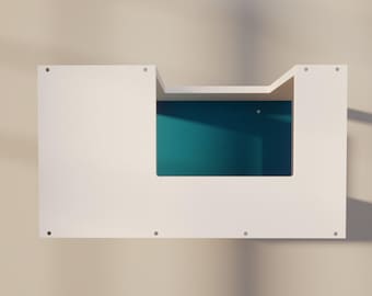 Wally BigCat Mezzanine Mini, Modern wall mounted cat tunnel shelf with a bed inside and multiple openings